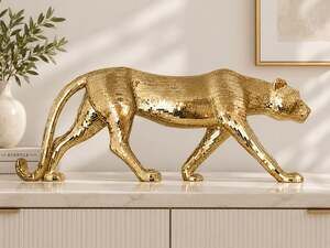 DecMode Gold Resin Laying Leopard Sculpture